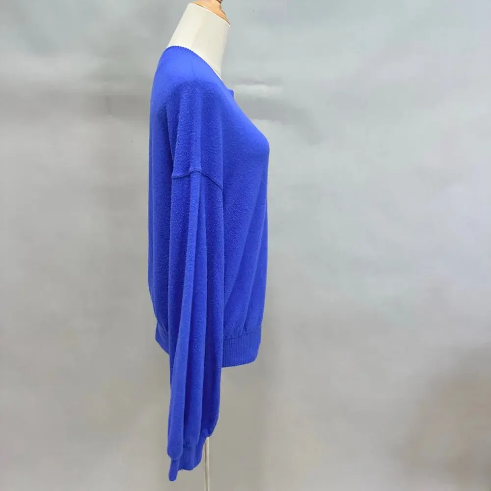 Free People Beach TGIF Pullover Sweater In Royal‎ Blue Size Extra Small